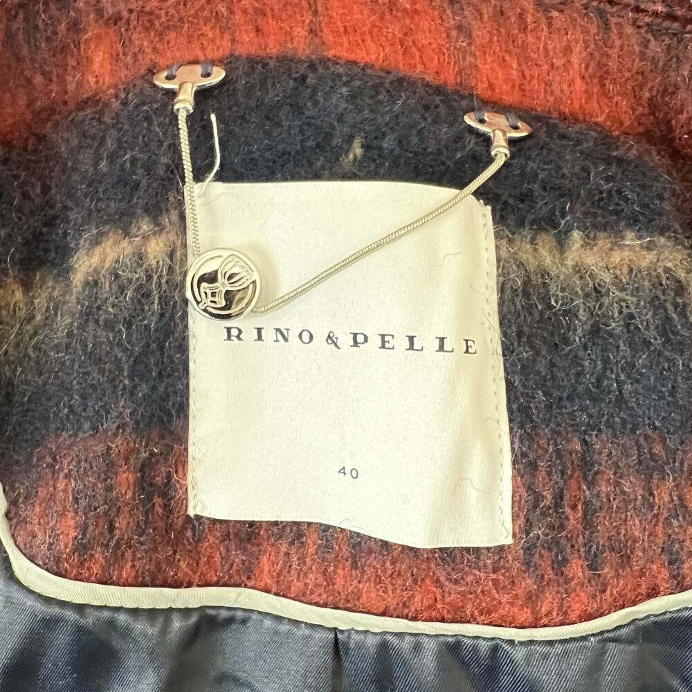 Rino & Pelle Maily Wool Blend Striped Oversized Coat Jacket Brown Black 40 - Picture 5 of 7
